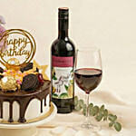 Birthday Gift Set - Roses Cake and Wine