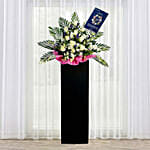 Rest In Peace Condolence Mixed Flowers Black Stand