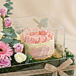 Pink Gerbera & Red Velvet Cake Gift Combo