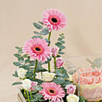 Pink Gerbera & Red Velvet Cake Gift Combo