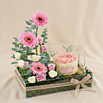 Pink Gerbera & Red Velvet Cake Gift Combo