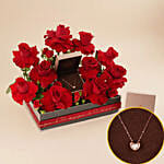 KOOHEJI Diamond Heart Gold Necklace & Roses