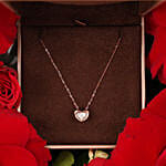KOOHEJI Diamond Heart Gold Necklace & Roses