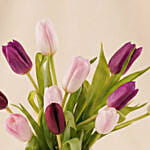 Pastel Pink n Plum Tulip Vase Arrangement
