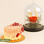 Forever Red Rose & Floral Heart Chocolate Cake Combo