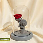 Red Rose and Teddy Glass Dome