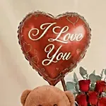 Adorable Love Gift Combo Arrangement with Floral Heart Cake