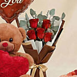 Adorable Love Gift Combo Arrangement with Floral Heart Cake