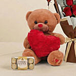 Adorable Love Gift Combo Arrangement with Wine