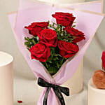 Valentines 6 Roses and Teddy Combo