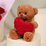 Valentines 6 Roses and Teddy Combo