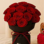 Valentine’s Premium Red Roses & Teddy Gift Combo