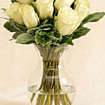 Vase Of Elegant 12 White Roses