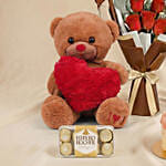 Adorable Love Gift Combo Arrangement with Cake and Wine