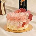 Adorable Love Gift Combo Arrangement with Cake and Wine