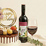 Birthday Gift Set - Roses Cake & Wine