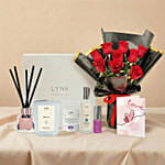 Romantic Red Roses and Cosmetic Gift Set