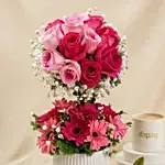 Flower Arrangement with Cake – Mesmerised Pink