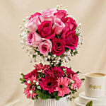 Mesmerised Pink Flowers with Cake