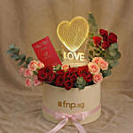 Love Valentine Roses with Chocolate Gift Box & LED Lamp