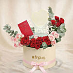Love Valentine Roses with Chocolate Gift Box & LED Lamp