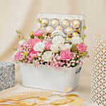 Flowers and Fererro Rocher Chocolate Basket