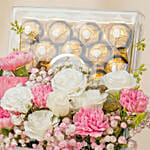 Flowers and Fererro Rocher Chocolate Basket