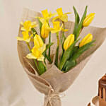 Daffodils & Tulips Birthday Flower Bouquet with Cake