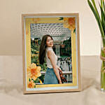 Daffodil Flowers Vase & Cake with Personalised Frame