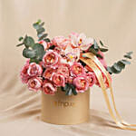 Elegant Peach Rose Bloom Box Arrangement
