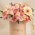 Peach Flowers Beauty Box Arrangement