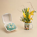 Easter Wishes Bento Cake and Tulips Mug