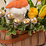Sunny Easter Bunny & Floral Chocolate Basket