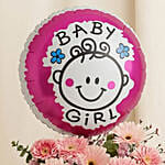 Fresh Flower Box with Baby Girl Balloon