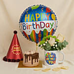 Fresh Roses with Printed Mug & Birthday Celebration Gift Set