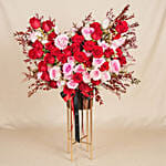 Red and Pink Roses Flowers Stand