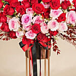 Red and Pink Roses Flowers Stand