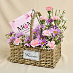 Mother’s Love Pink & Purple Floral Basket with Chocolates