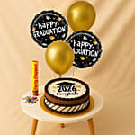 Year of Graduation Designed Chocolate Cake and Balloons