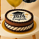 Year of Graduation Designed Chocolate Cake and Balloons