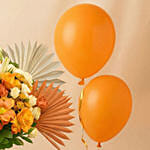 Happiness - Orange Flowers Cheesecake & Balloons