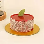 Red Forever Rose In Glass Dome With Mini Mousse Cake
