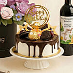 Birthday Flowers Cake & Wine