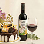 Birthday Flowers Cake & Wine