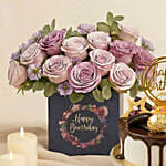 Birthday Gift Set - Roses Cake & Wine