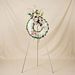 White and Pink Wreath Flowers Stand