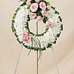 White and Pink Wreath Flowers Stand