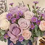 Birthday Roses Arrangement and Chocolate Cake