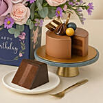 Birthday Roses Arrangement and Chocolate Cake