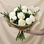 Elegant 10 White Peonies Bouquet
